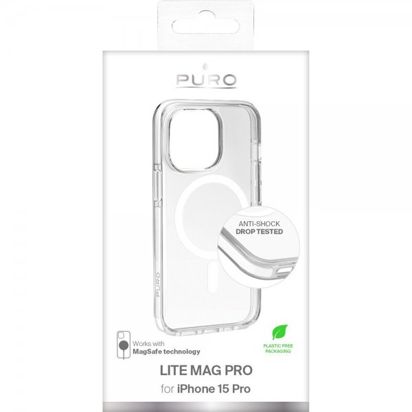 Puro iPhone 15 Pro Cover LITE MAG PRO Transparent