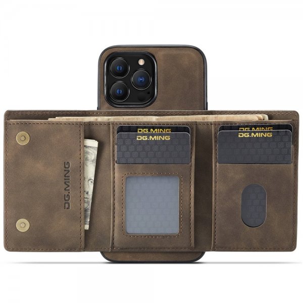 Dg.Ming iPhone 15 Pro Cover M1 Series Aftagelig Kortholder Kaffe