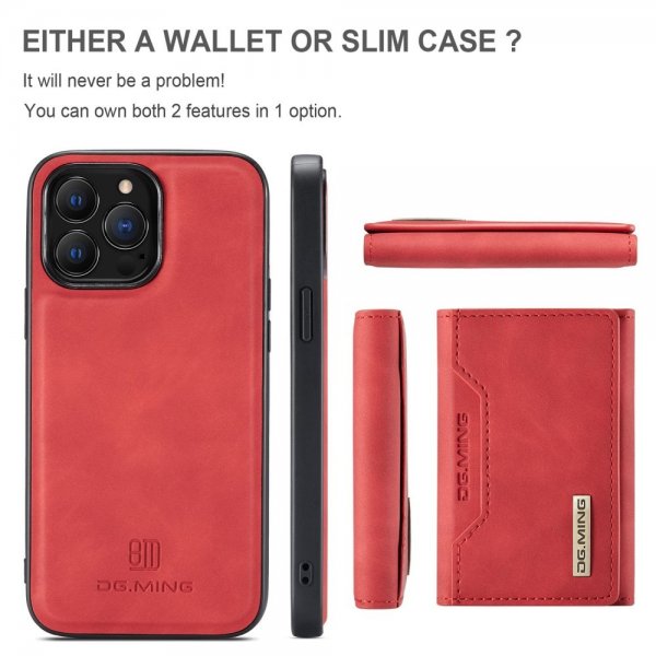 Dg.Ming iPhone 15 Pro Cover M2 Series Aftagelig Kortholder Rød