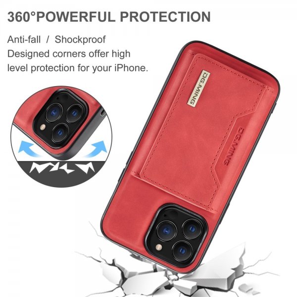 Dg.Ming iPhone 15 Pro Cover M2 Series Aftagelig Kortholder Rød