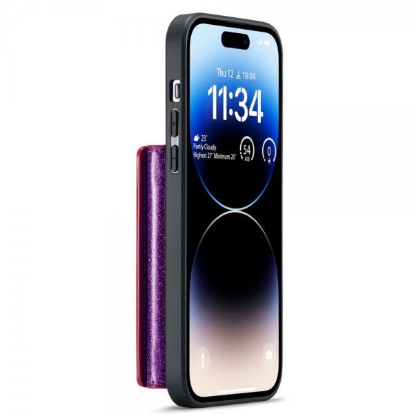 Dg.Ming iPhone 15 Pro Cover M3 Series Aftagelig Kortholder Glimmer Lilla