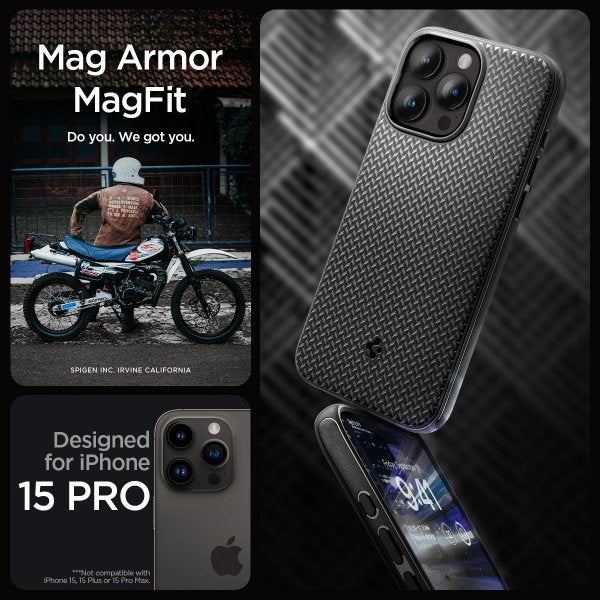 Spigen iPhone 15 Pro Cover Mag Armor MagFit Mat Sort