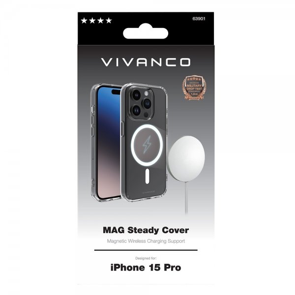 Vivanco iPhone 15 Pro Cover Mag Steady Transparent