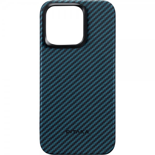 Pitaka iPhone 15 Pro Cover MagEZ Case 4 Sort/Blå Twill