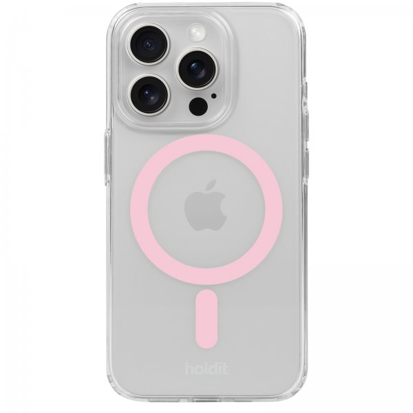 holdit iPhone 15 Pro Cover MagSafe Case Pink Transparent