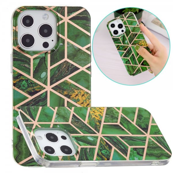 iPhone 15 Pro Cover Marmormønster Grøn