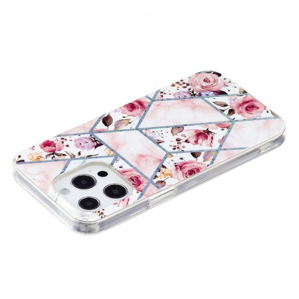 iPhone 15 Pro Cover Marmormønster Roser Rosa