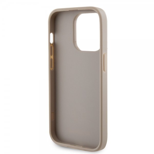 Guess iPhone 15 Pro Cover Metal Logo Strass Guld