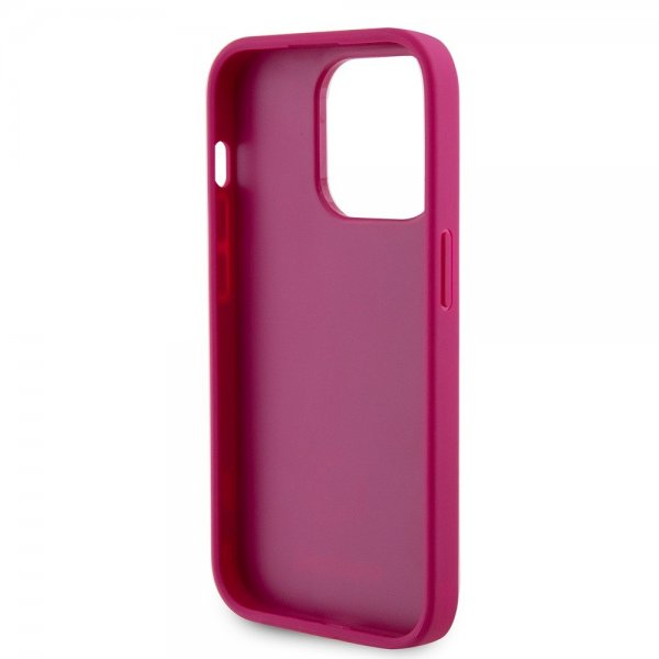 Guess iPhone 15 Pro Cover Metal Logo Rhinsten Metallic Rosa