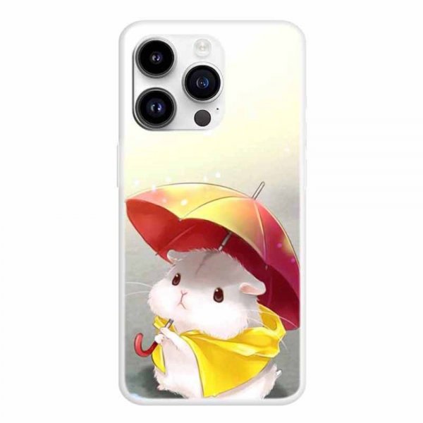 iPhone 15 Pro Cover Motiv Hamster og Paraply