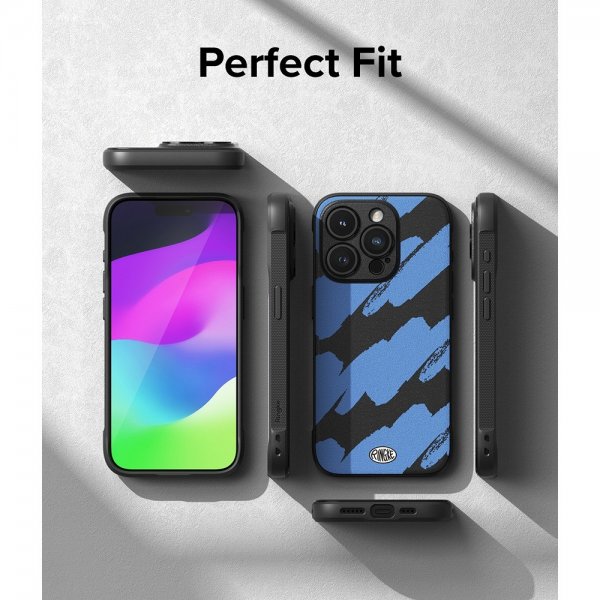 Ringke iPhone 15 Pro Cover Onyx Design Blue Brush