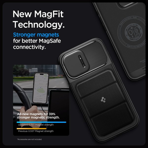 Spigen iPhone 15 Pro Cover Optik Armor MagFit Sort
