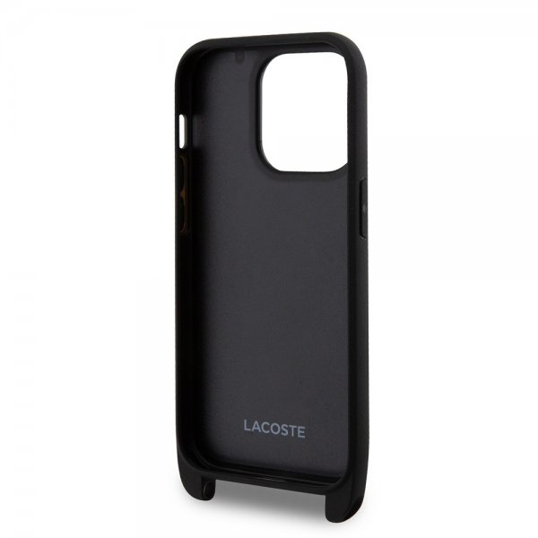 Lacoste iPhone 15 Pro Cover Petit Pique Logo Strap Sort