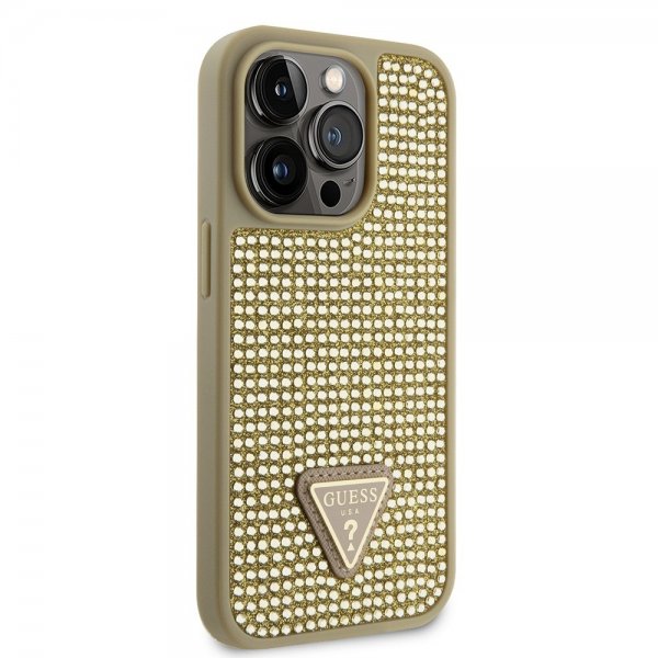 Guess iPhone 15 Pro Cover Rhinestone Guld