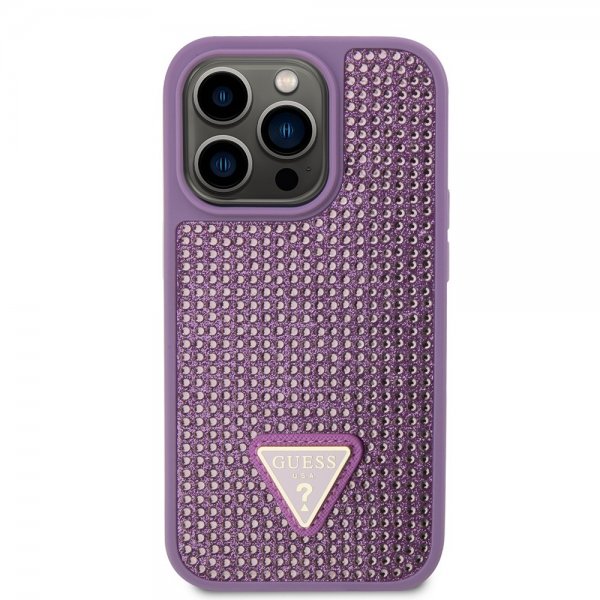 Guess iPhone 15 Pro Cover Rhinestone Lilla