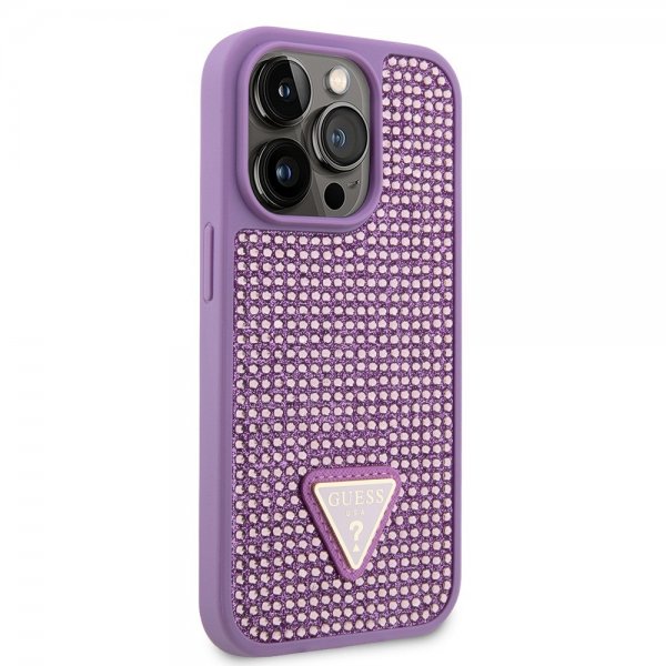 Guess iPhone 15 Pro Cover Rhinestone Lilla