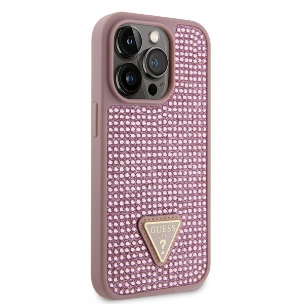 Guess iPhone 15 Pro Cover Rhinestone Rosa