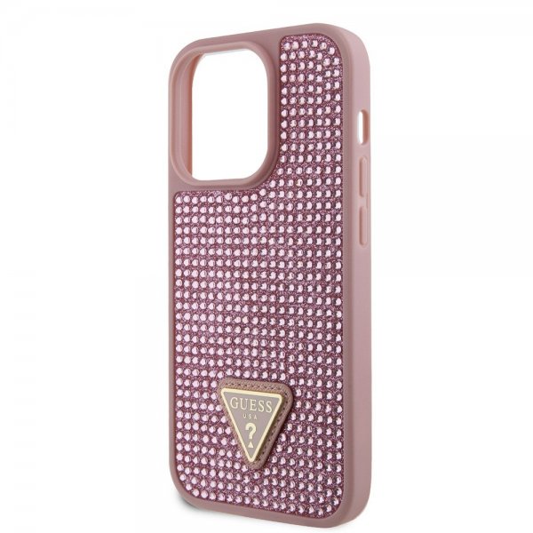 Guess iPhone 15 Pro Cover Rhinestone Rosa