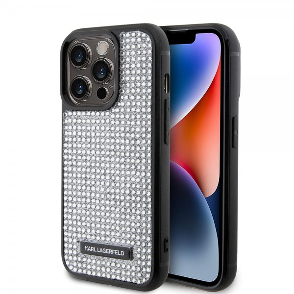 Karl Lagerfeld iPhone 15 Pro Cover Rhinestone Sølv