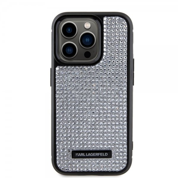 Karl Lagerfeld iPhone 15 Pro Cover Rhinestone Sølv