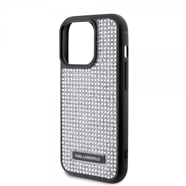Karl Lagerfeld iPhone 15 Pro Cover Rhinestone Sølv