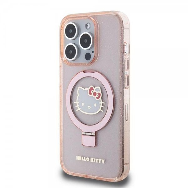 Hello Kitty iPhone 15 Pro Cover Ring Stand MagSafe Rosa