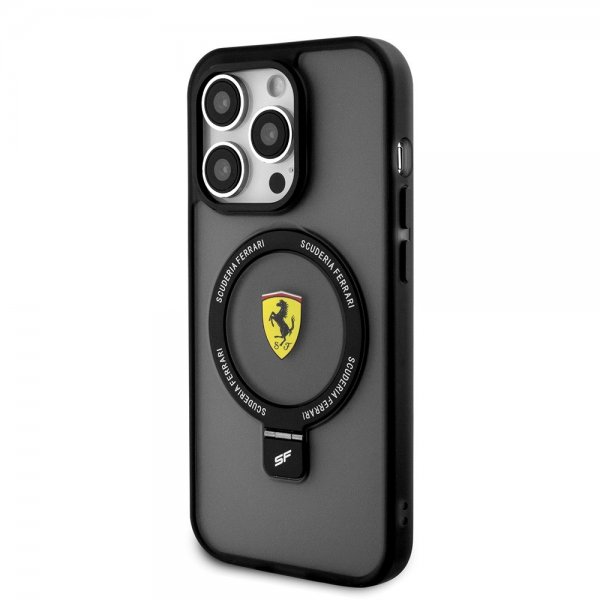 Ferrari iPhone 15 Pro Cover Ring Stand MagSafe Sort