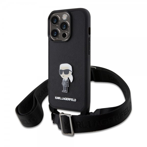 Karl Lagerfeld iPhone 15 Pro Cover Saffiano Crossbody Sort