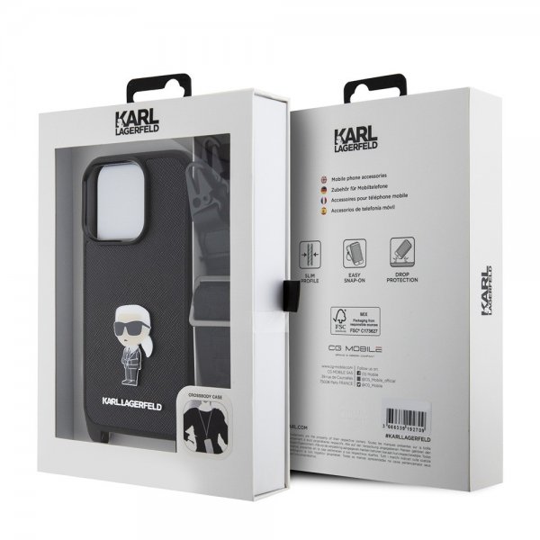 Karl Lagerfeld iPhone 15 Pro Cover Saffiano Crossbody Sort