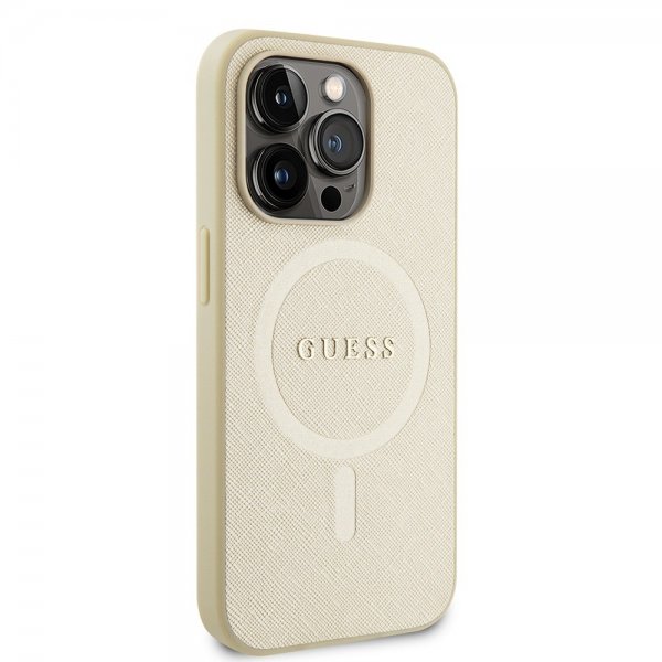 Guess iPhone 15 Pro Cover Saffiano MagSafe Beige