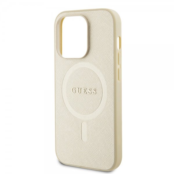 Guess iPhone 15 Pro Cover Saffiano MagSafe Beige
