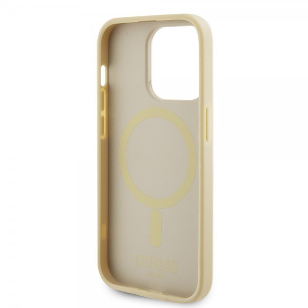 Guess iPhone 15 Pro Cover Saffiano MagSafe Beige