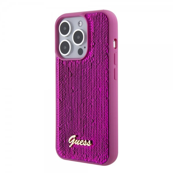 Guess iPhone 15 Pro Cover Sequin Fuschia