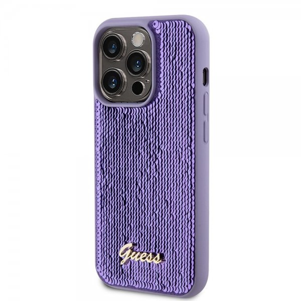 Guess iPhone 15 Pro Cover Sequin Lilla