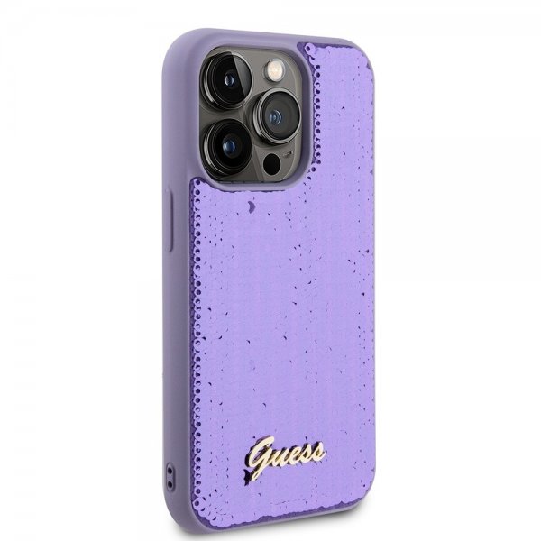 Guess iPhone 15 Pro Cover Sequin Lilla