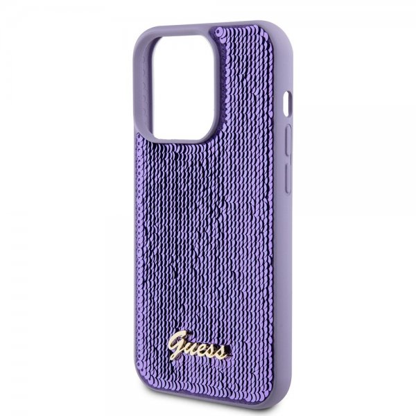 Guess iPhone 15 Pro Cover Sequin Lilla