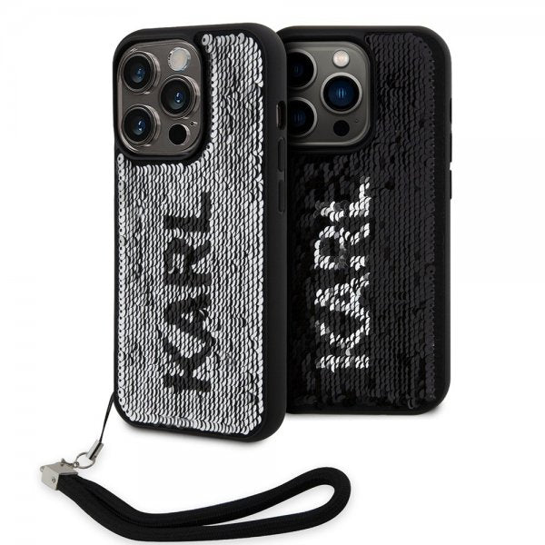 Karl Lagerfeld iPhone 15 Pro Cover Paillet Sort