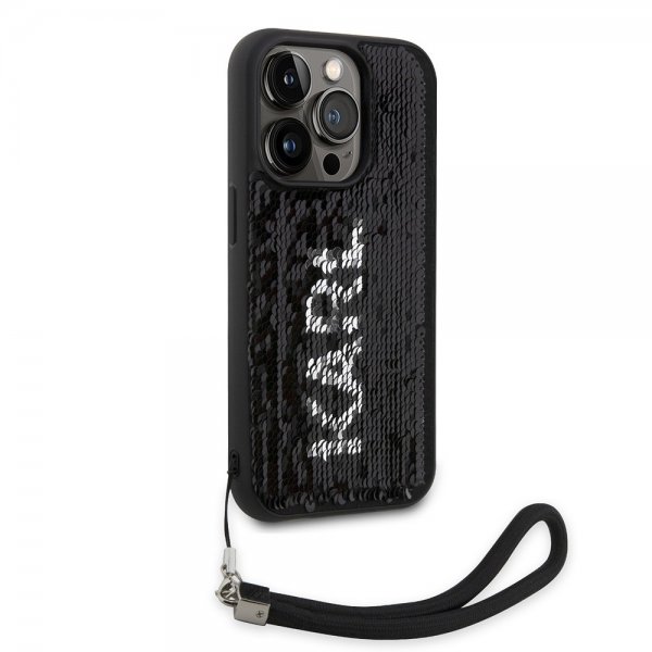 Karl Lagerfeld iPhone 15 Pro Cover Paillet Sort