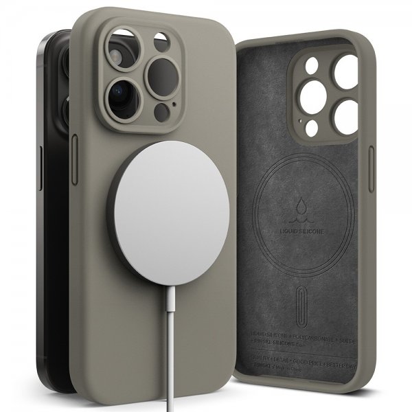 Ringke iPhone 15 Pro Cover Silikone Magnetisk Grå