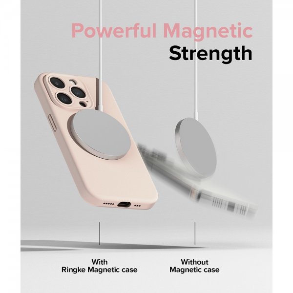 Ringke iPhone 15 Pro Cover Silikone Magnetic Pink Sand