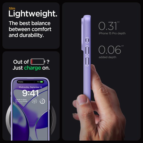 Spigen iPhone 15 Pro Cover Thin Fit Iris Purple