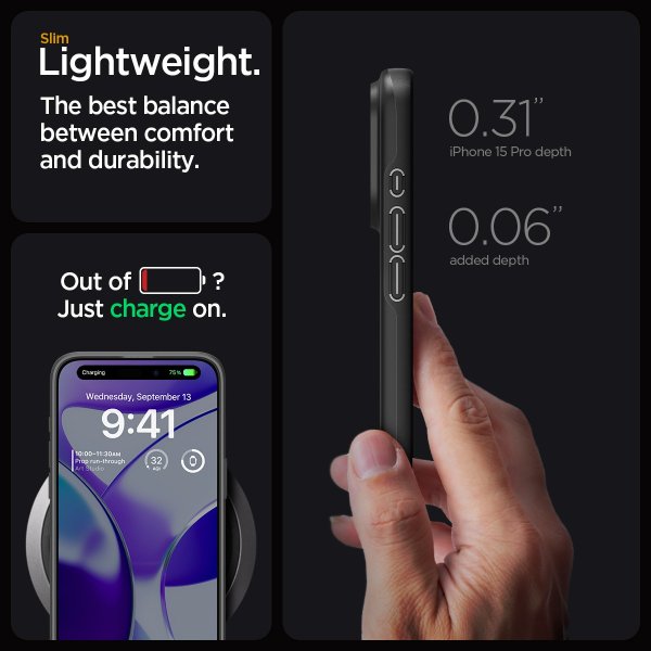 Spigen iPhone 15 Pro Cover Thin Fit Sort