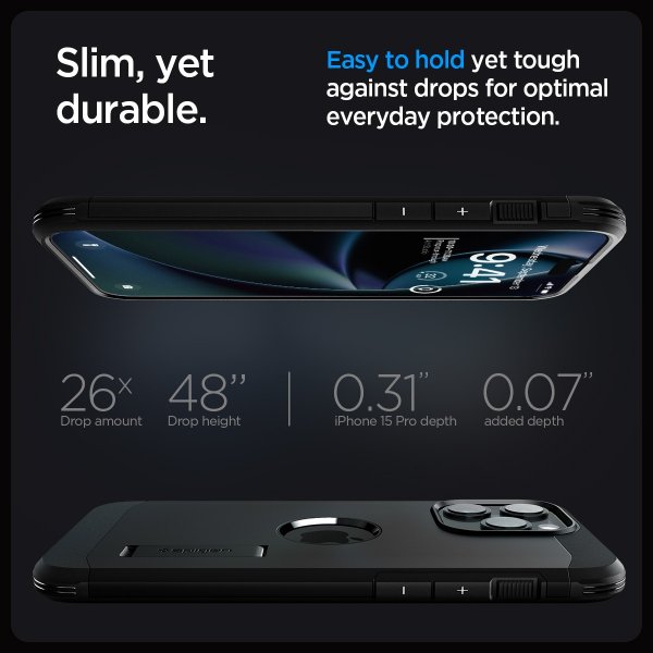 Spigen iPhone 15 Pro Cover Tough Armor MagFit Sort