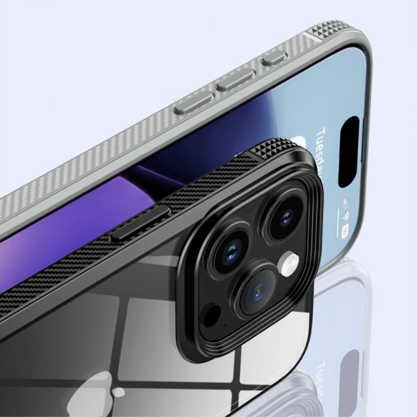 Ipaky iPhone 15 Pro Cover Gennemsigtig Bagside Blå