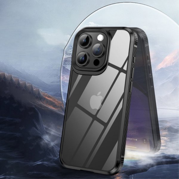 Ipaky iPhone 15 Pro Cover Gennemsigtig Bagside Blå