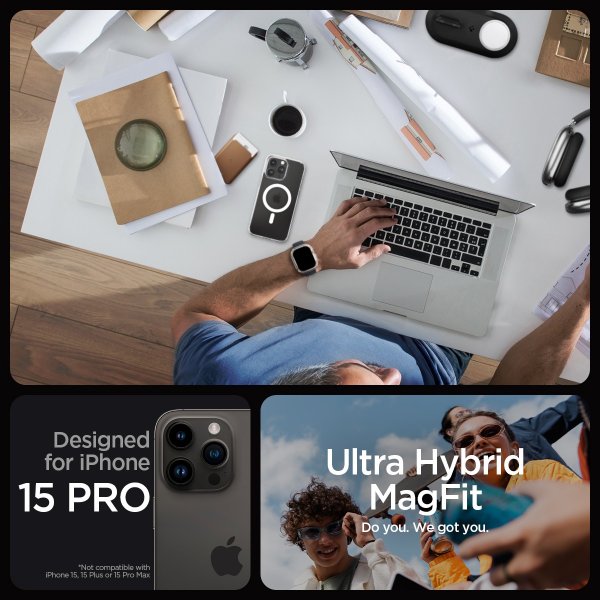 Spigen iPhone 15 Pro Cover Ultra Hybrid MagFit Frost Clear