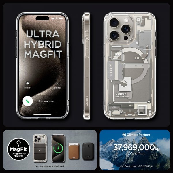 Spigen iPhone 15 Pro Cover Ultra Hybrid Zero One MagFit Natural Titanium