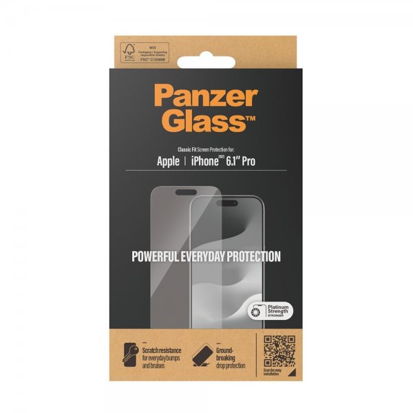PanzerGlass iPhone 15 Pro Skærmbeskyttelse Classic Fit