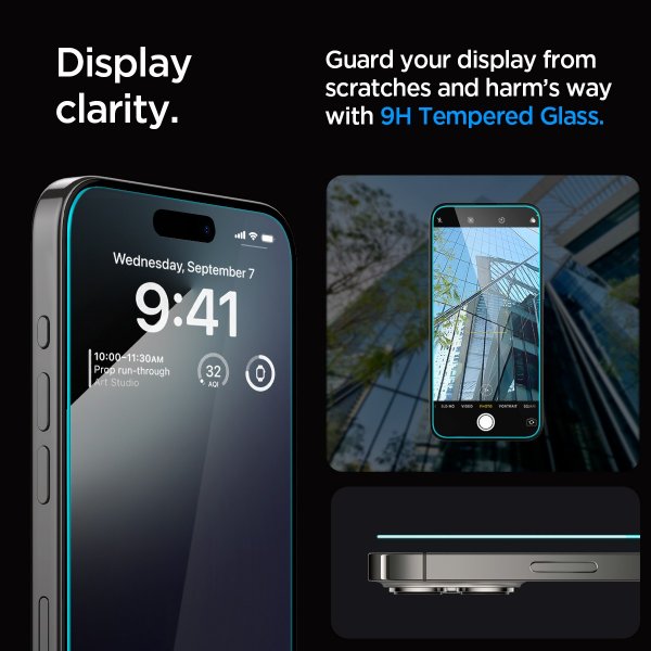 Spigen iPhone 15 Pro Skærmbeskyttelse GLAS.tR EZ Fit 2-pak