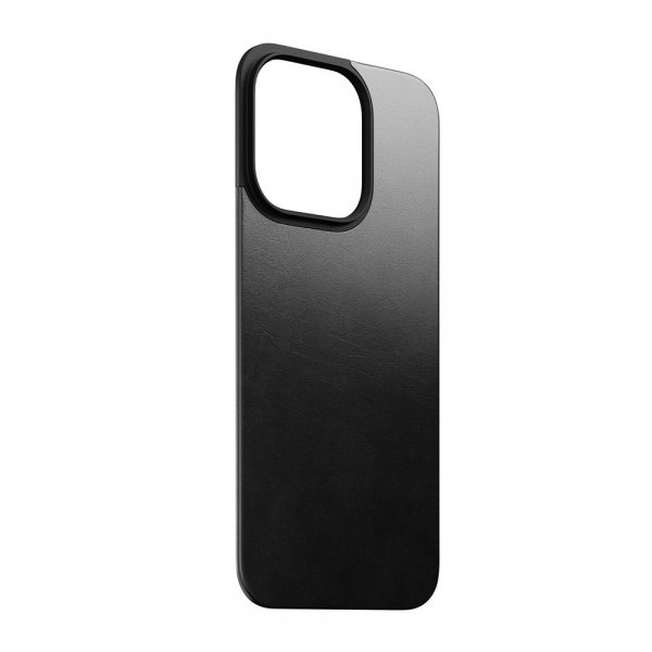 Nomad iPhone 15 Pro Skin Magnetic Leather Back Horween Sort